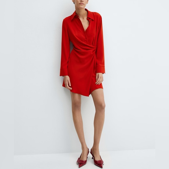 New, red draped wrap dress - Picture 1 of 6